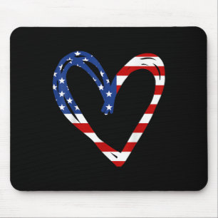 Usa Flag Heart American Patriotic Armed Forces Mouse Mat