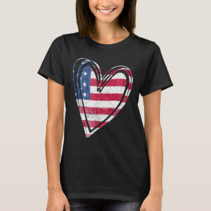 Usa Flag Heart American Patriotic Armed Forces T-Shirt