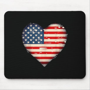 Usa Flag Heart American Patriotic Memorial Day Mouse Mat