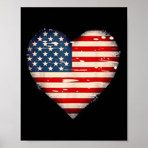 Usa Flag Heart American Patriotic Memorial Day Poster