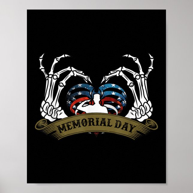 Usa Flag Heart American Patriotic Memorial Day Poster (Front)