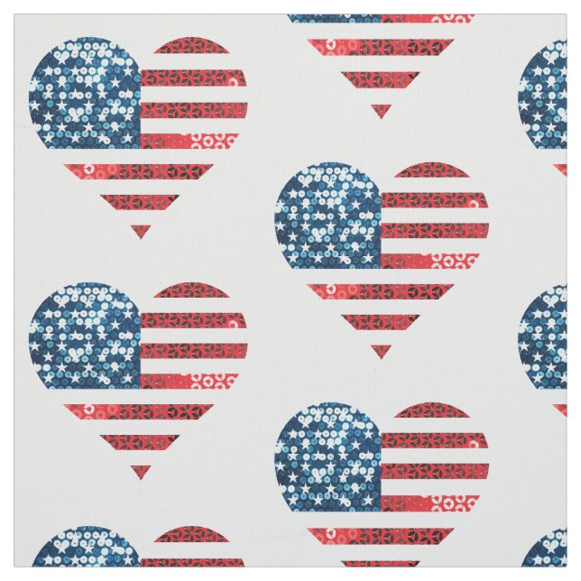 usa flag heart fabric (Swatch)