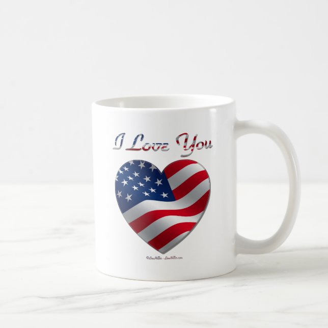 USA Flag Heart I Love You Coffee Mug (Right)