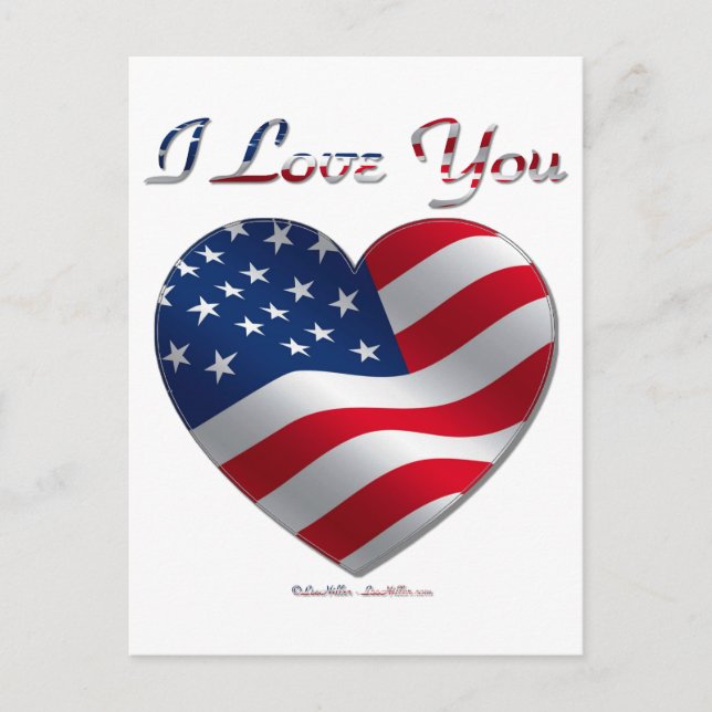 USA Flag Heart I Love You Postcard (Front)