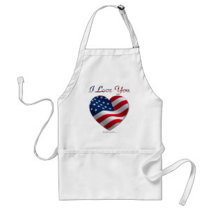 USA Flag Heart I Love You Standard Apron