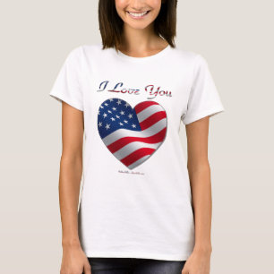 USA Flag Heart I Love You T-Shirt