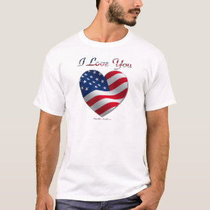 USA Flag Heart I Love You T-Shirt