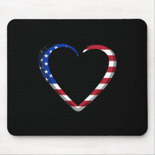 Usa Flag Heart Memorial Day Veteran Graphic Mouse Mat