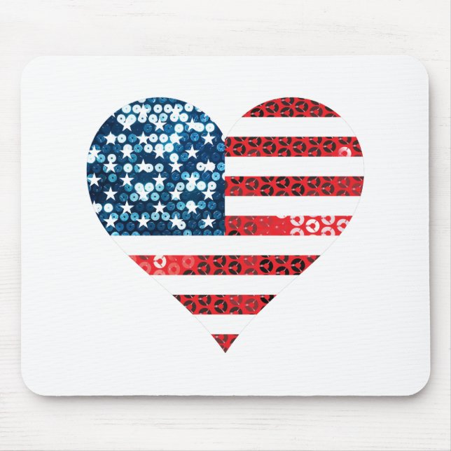 usa flag heart mouse mat (Front)