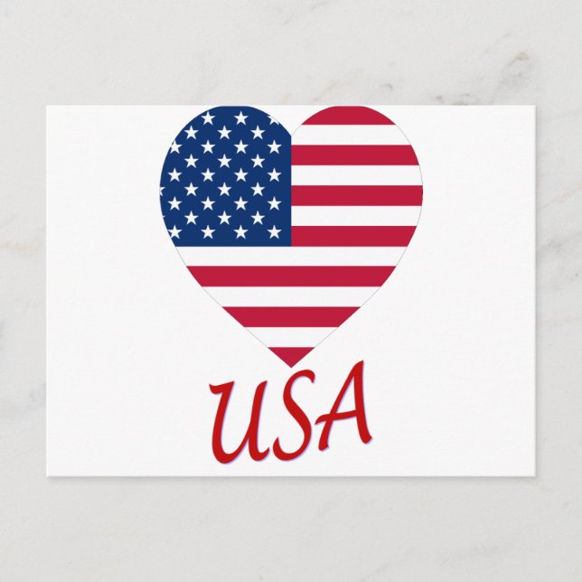 USA Flag Heart Postcard (Front)