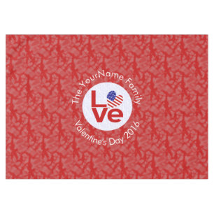 USA Flag Heart Red LOVE Tablecloth