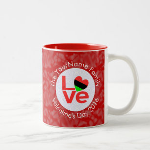USA Flag Heart Red LOVE  Two-Tone Coffee Mug