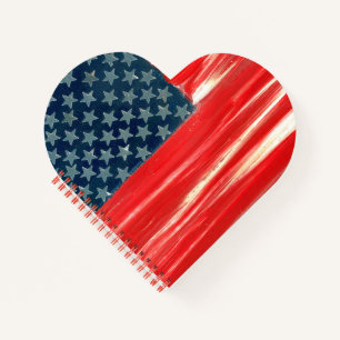 USA Flag Heart Shape Notebook