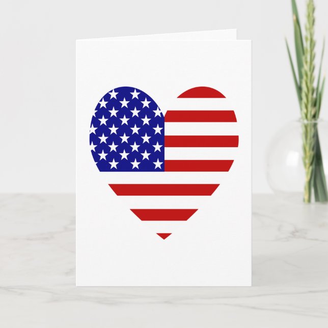 USA Flag Heart Valentine Holiday Card (Front)