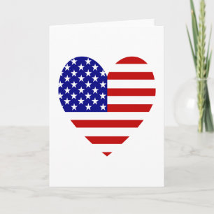 USA Flag Heart Valentine Holiday Card