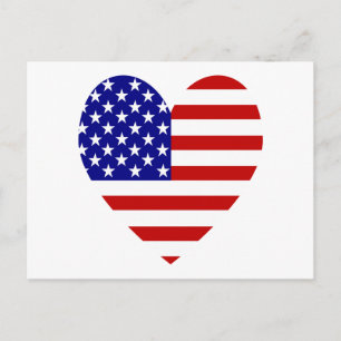 USA Flag Heart Valentine Holiday Postcard