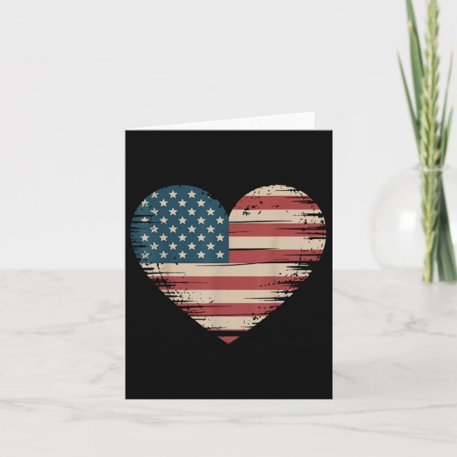 Usa Flag Heart Valentines Day Veteran  Card (Front)