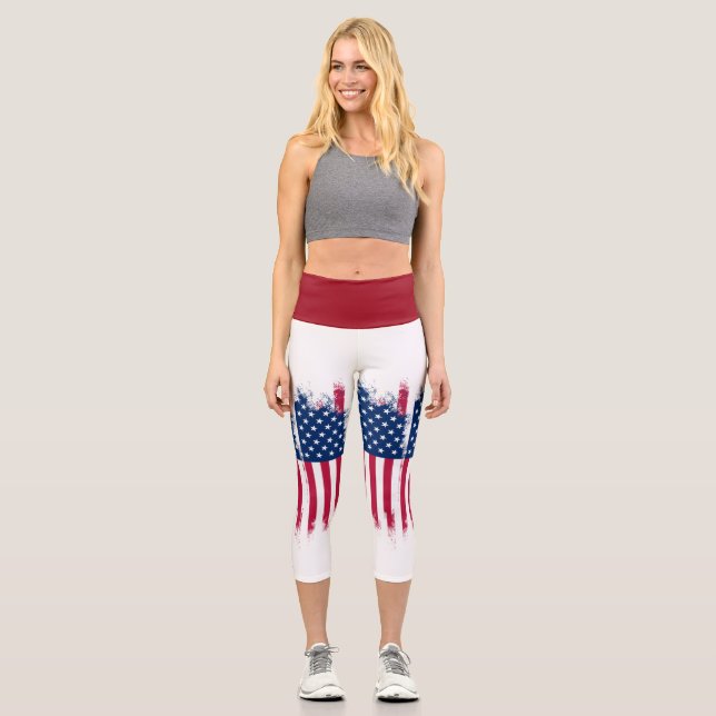 USA Flag High Waisted Capris (Front)