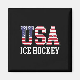 Usa Flag Hockey Player - American Usa Ice Hockey Magnet
