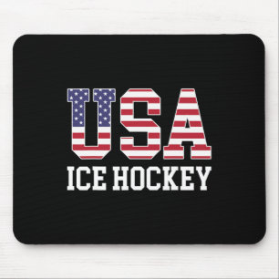 Usa Flag Hockey Player - American Usa Ice Hockey Mouse Mat
