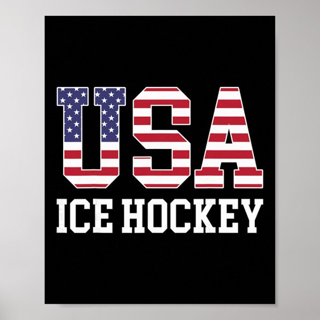 Usa Flag Hockey Player - American Usa Ice Hockey  Poster (Front)