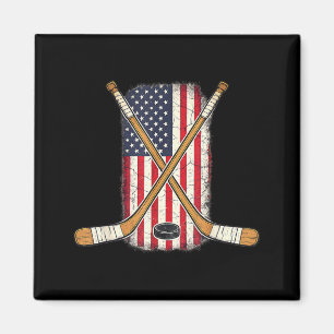 Usa flag hockey stick ice hockey patriotic magnet