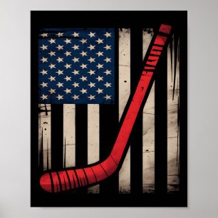 Usa Flag Hockey Stick Poster