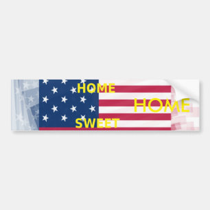 USA Flag "Home Sweet Home" Art Print Bumper Sticker