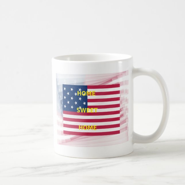 USA Flag "Home Sweet Home" Art Print Coffee Mug (Right)