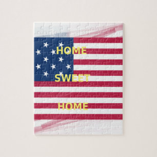 USA Flag "Home Sweet Home" Art Print Jigsaw Puzzle