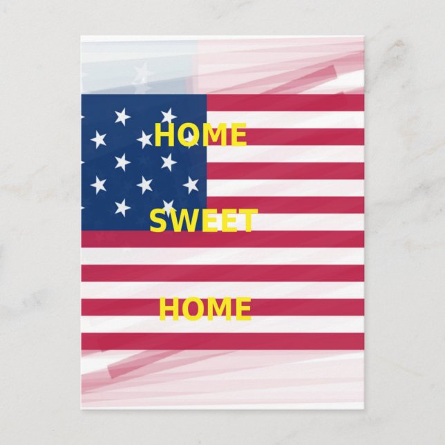 USA Flag "Home Sweet Home" Art Print Postcard (Front)