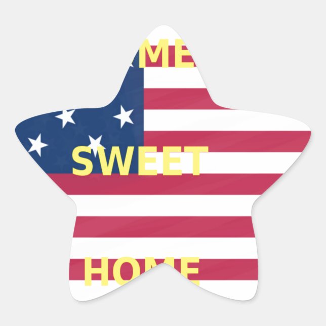USA Flag "Home Sweet Home" Art Print Star Sticker (Front)
