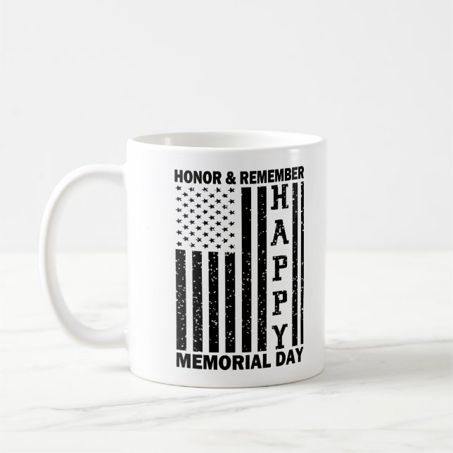 Usa Flag Honour Remember Happy Memorial Day Funny Coffee Mug (Left)