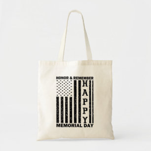 Usa Flag Honour Remember Happy Memorial Day Funny Tote Bag