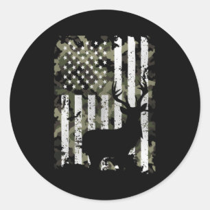 Usa Flag Hunting Deer Hunting Hunters Classic Round Sticker