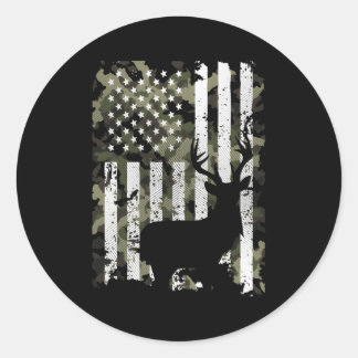 Usa Flag Hunting Deer Hunting Hunters Classic Round Sticker