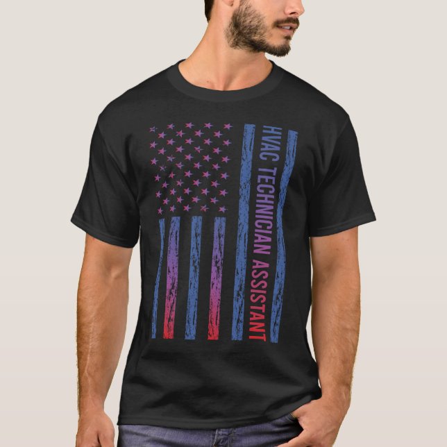 USA Flag HVAC Technician Assistant T-Shirt (Front)