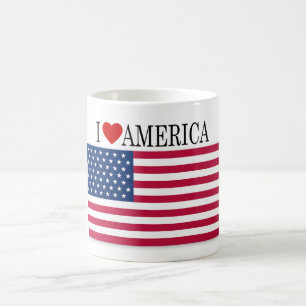 USA Flag I Heart America Coffee Mug