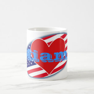 USA flag I Love Miami Coffee Mug