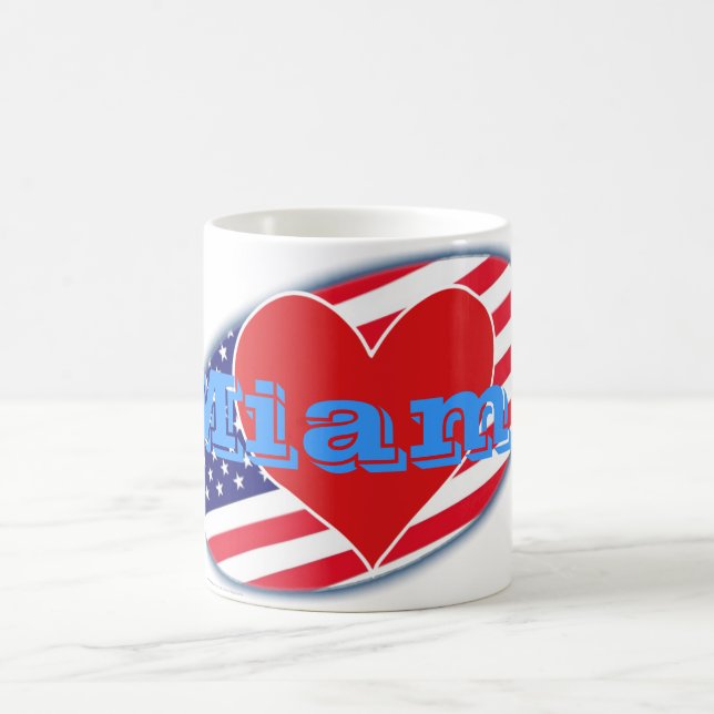 USA flag I Love Miami Coffee Mug (Center)
