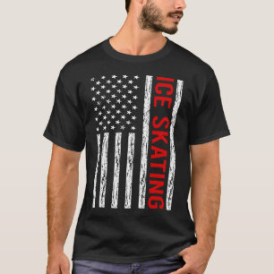 USA Flag Ice Skating Skate Skater T-Shirt