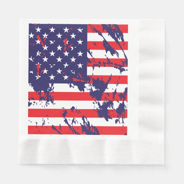 USA Flag in a Distressed Pattern Napkin (Front)