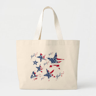 USA Flag in grunge Stars Large Tote Bag