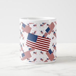 USA Flag in Layers Askew Large Coffee Mug