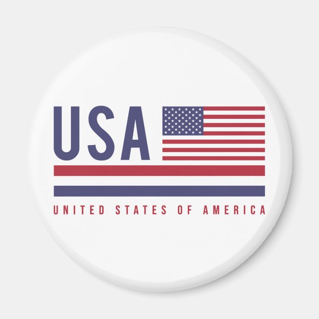 USA Flag & ISO Code Alpha-3 Design Magnet (Front)