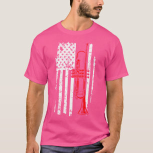 Usa Flag Jazz Music Trumpet T-Shirt