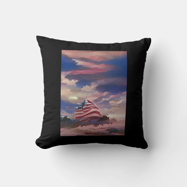 USA flag July 4 Memorial Day abstract digital art  Cushion (Front)