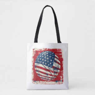 USA Flag July 4th Basketball Tote Bag