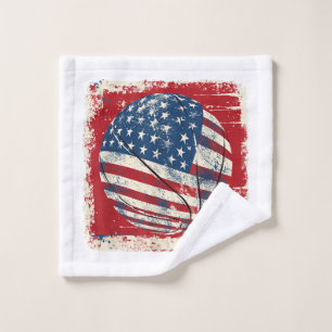 USA Flag July 4th Basketball Wash Cloth