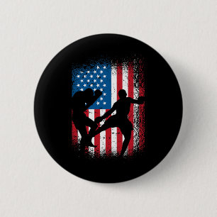 Usa Flag Kickboxing Design For Boxing Fan Or Marti 6 Cm Round Badge